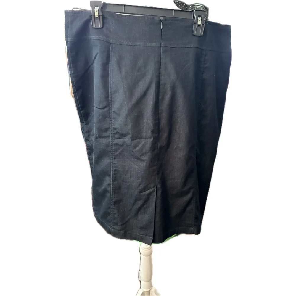 Worthington Woman Black Pencil‎ Skirt Double Buckle Belted Plus Size 18W Office
